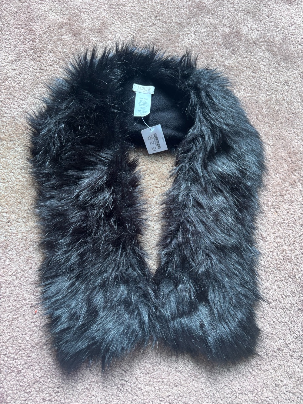 J. Crew Black Faux Fur Wrap Scarf